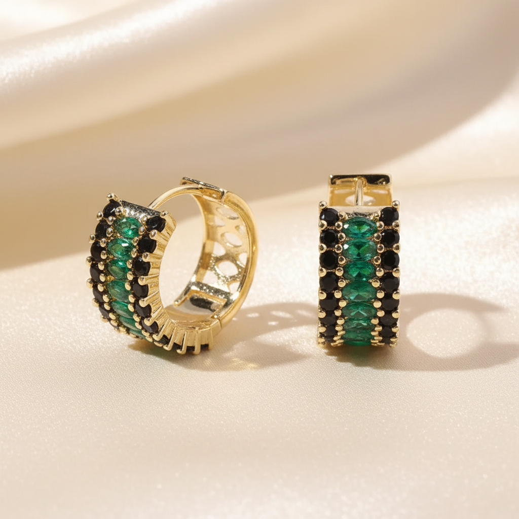 Emerald Noir Hoops - Image 3