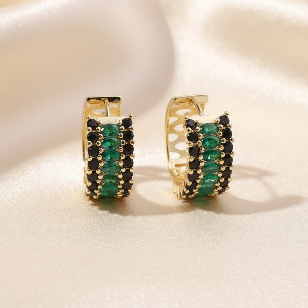 Emerald Noir Hoops - Image 4