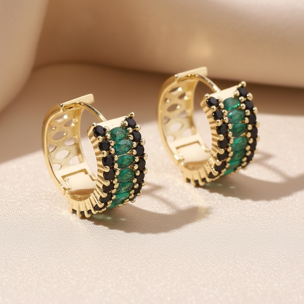 Emerald Noir Hoops