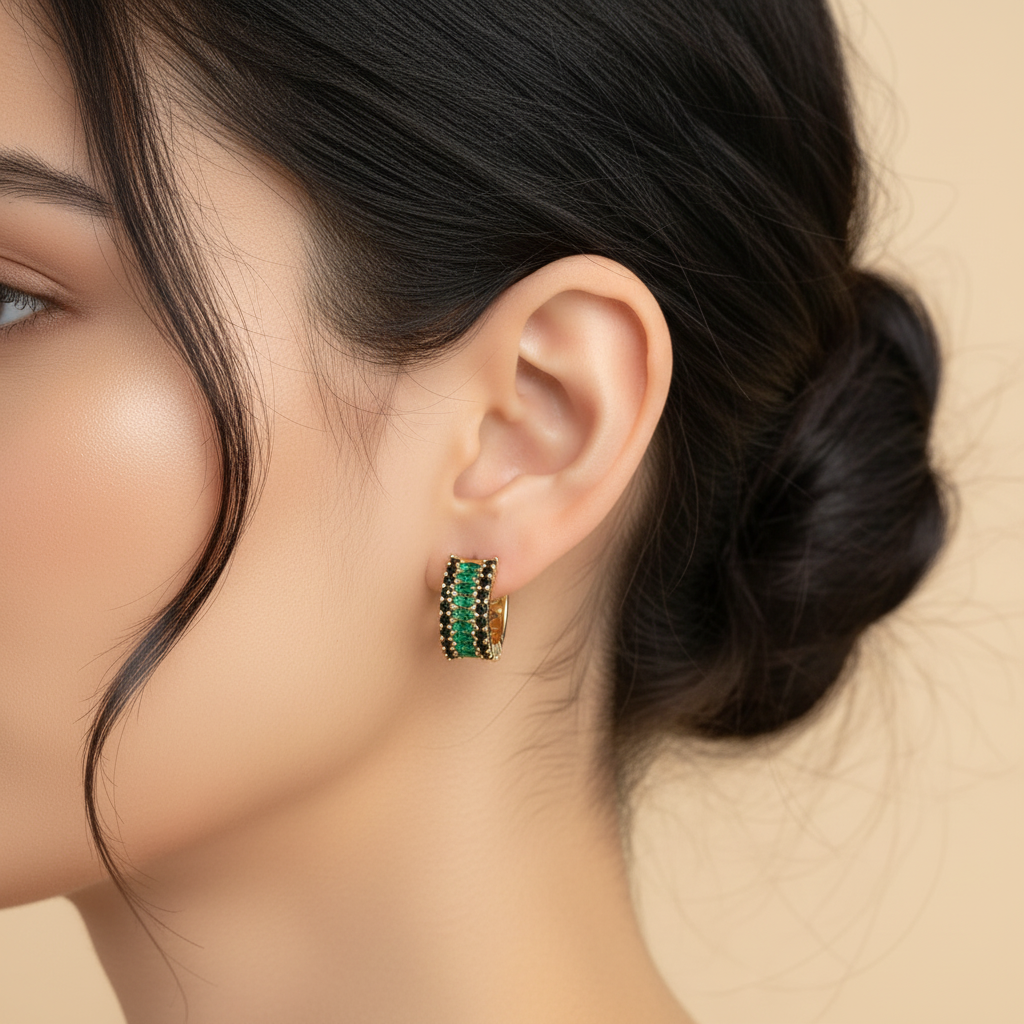 Emerald Noir Hoops - Image 2