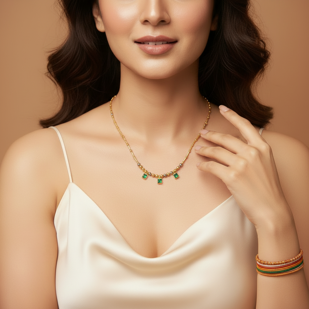 Emerald Trinity Necklace - Image 2