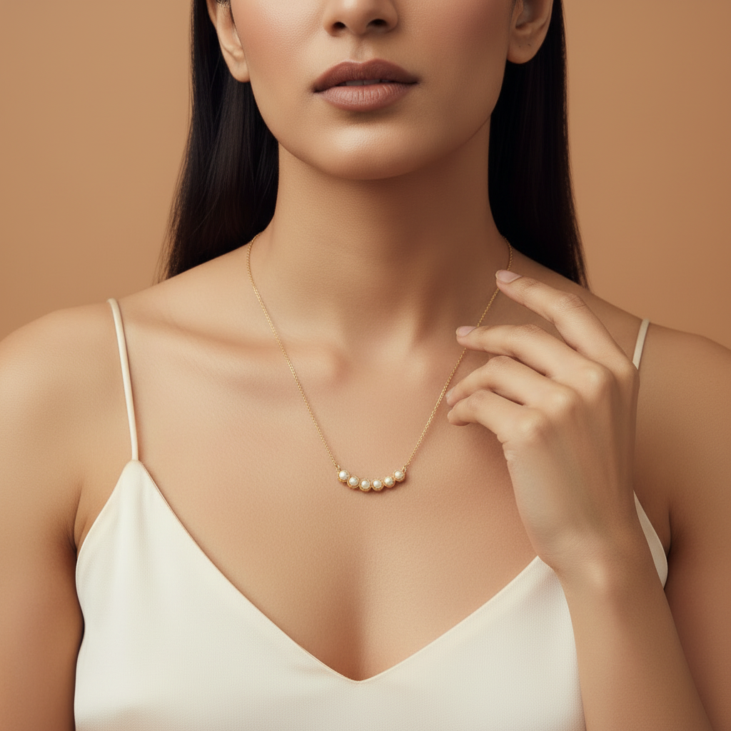 Pearl Smile Bar Necklace - Image 4