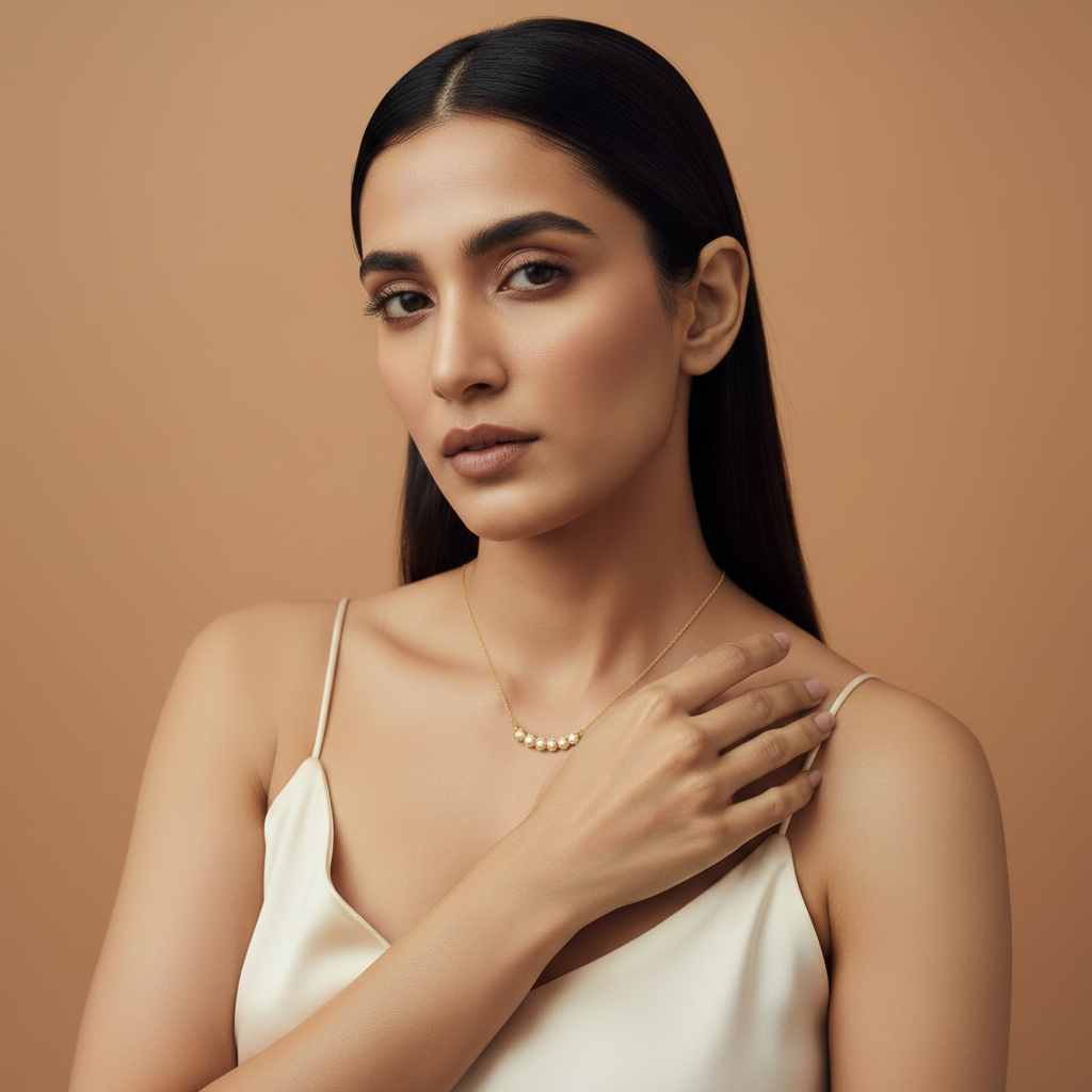 Pearl Smile Bar Necklace - Image 3