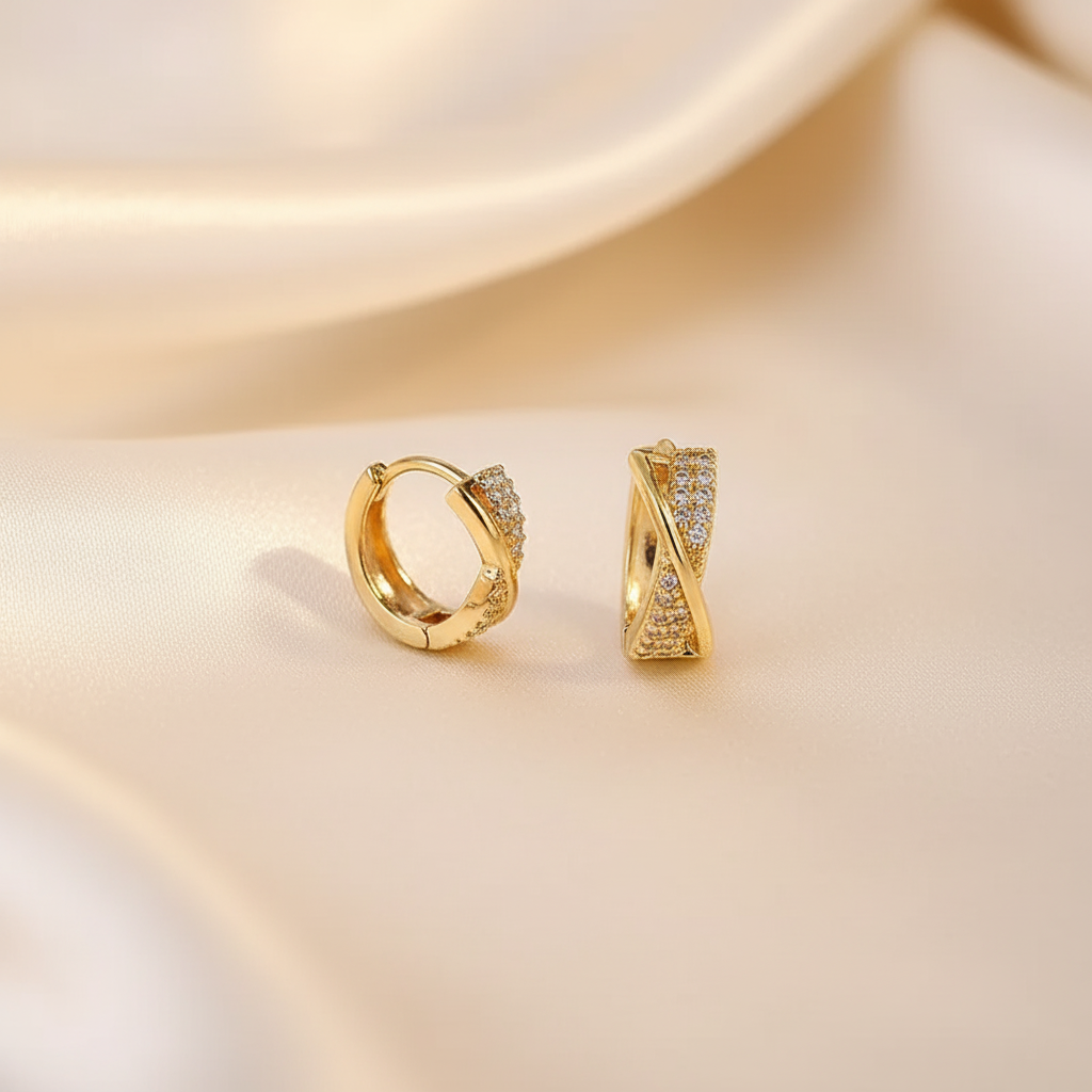 Cross Pavé Hoops