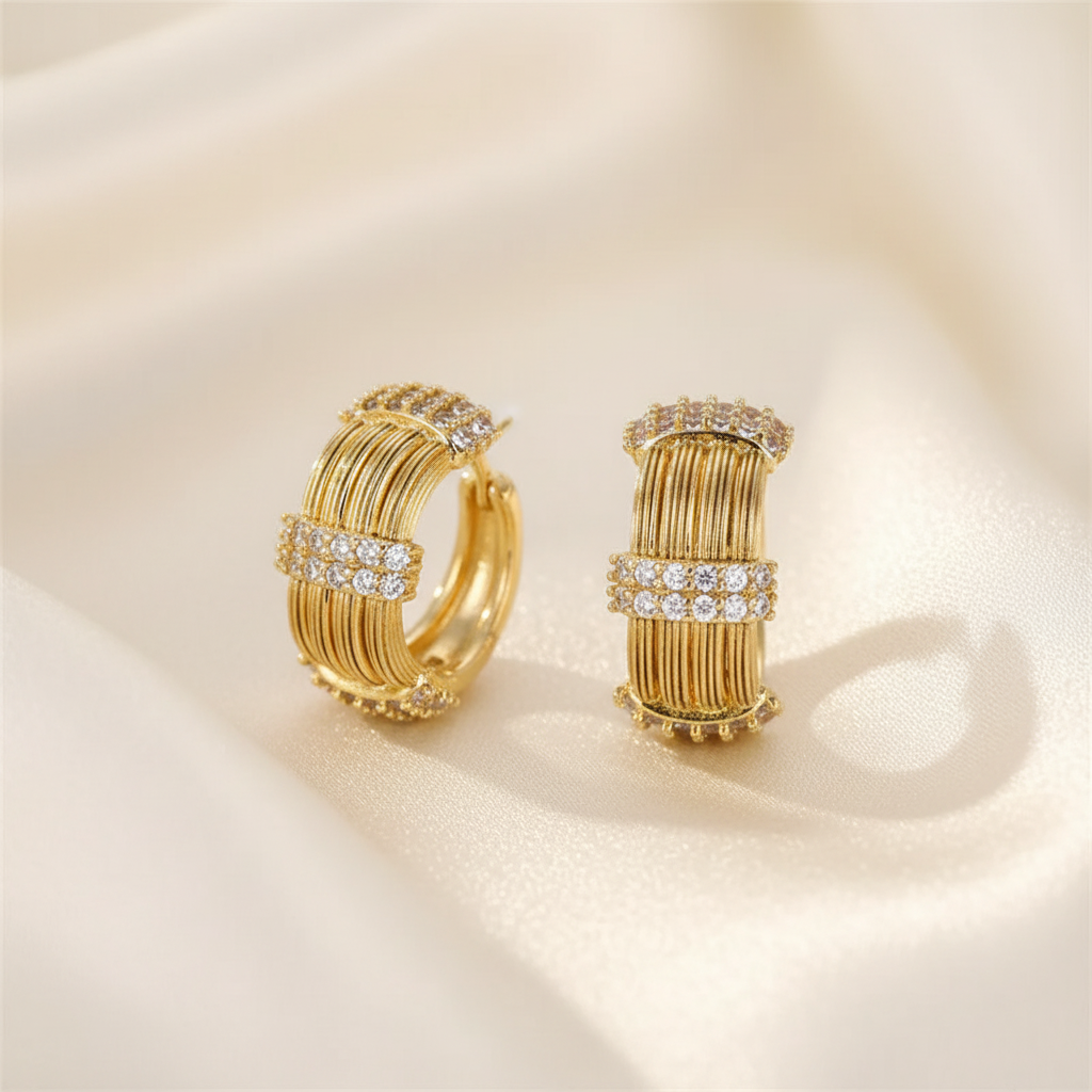 Golden Coil Huggie Earrings - Image 5
