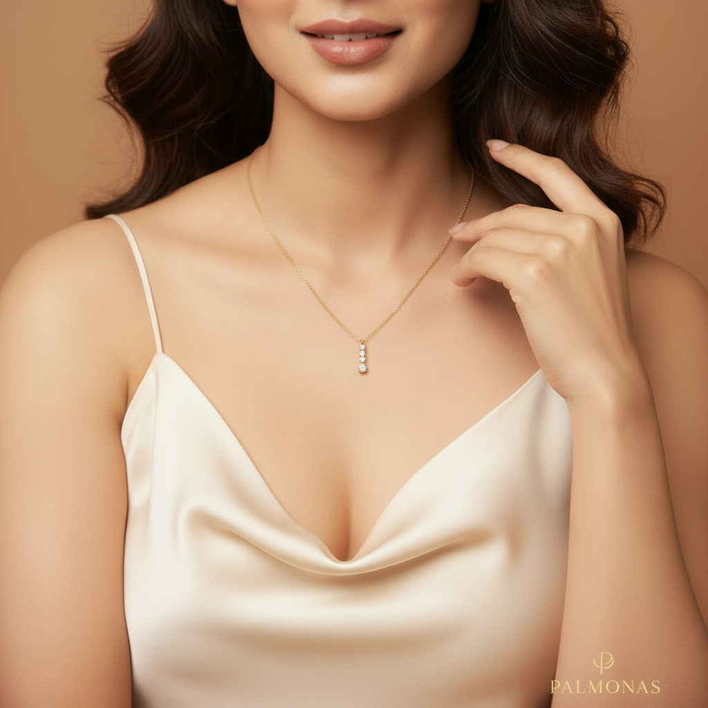 Trio Drop Zirconia Necklace - Image 2