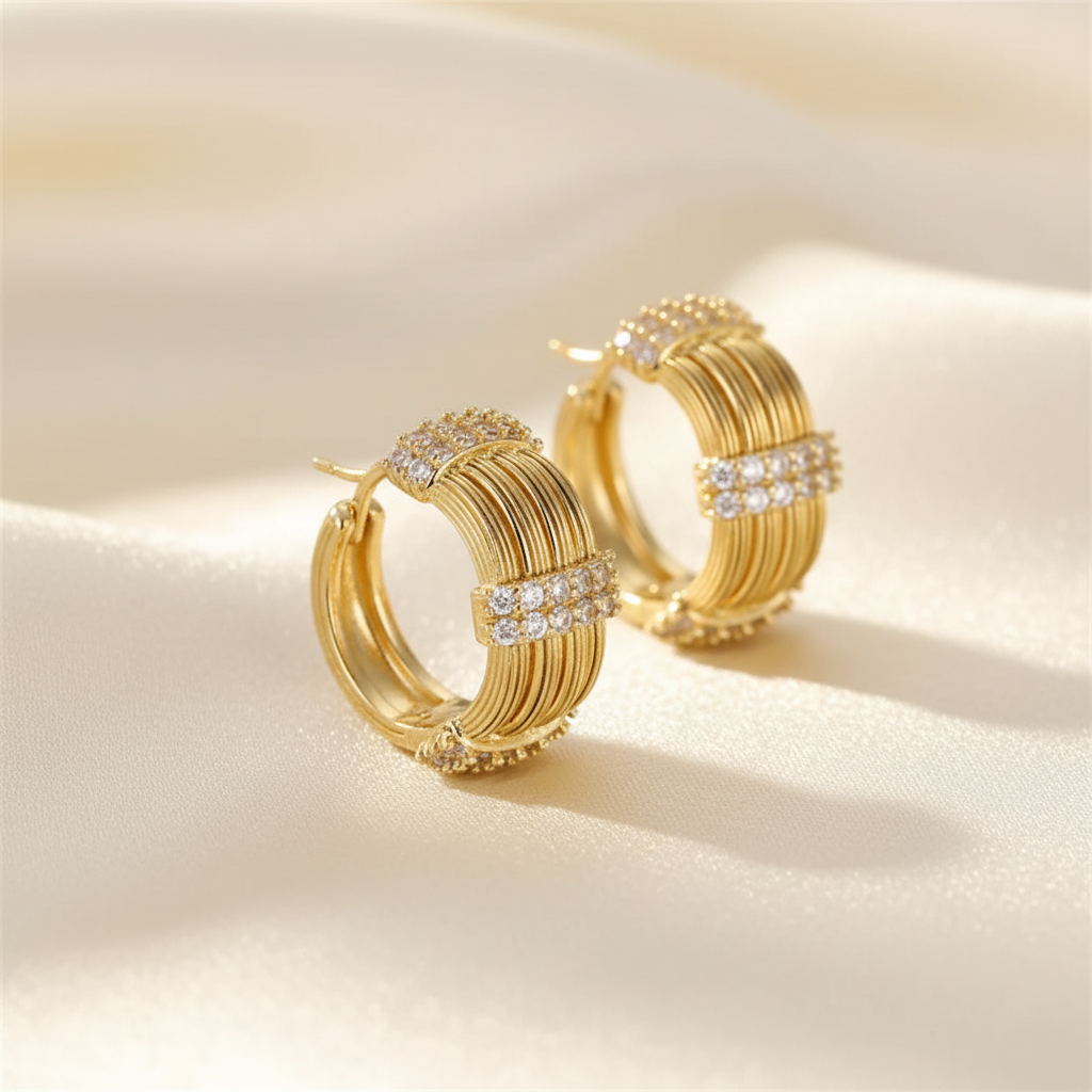 Golden Coil Huggie Earrings - Image 4