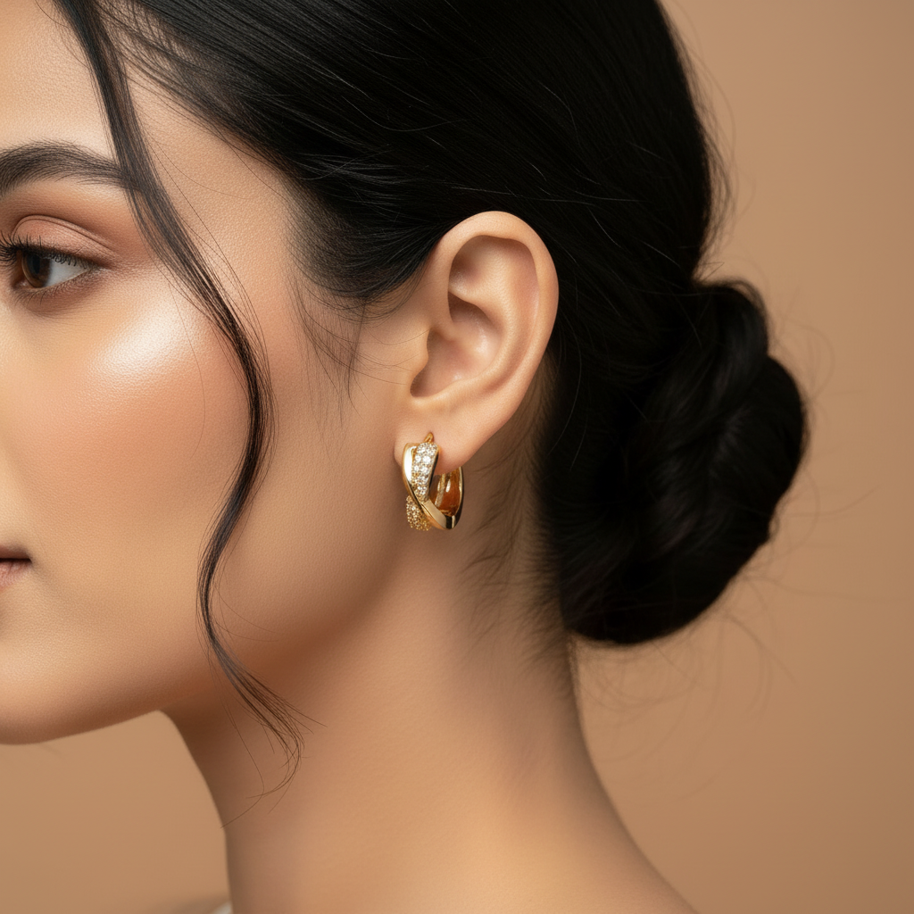 Cross Pavé Hoops - Image 2